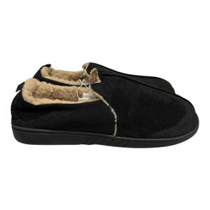 Joe Fresh Slippers Mens Size M Black Faux Suede Faux Fur Lined Slip On House